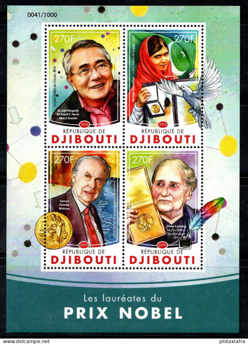 Djibouti 2016 Mi. 984-87 Mini Feuille 100% Neuf ** Lauréats Du Prix Nobel - Djibouti (1977-...)