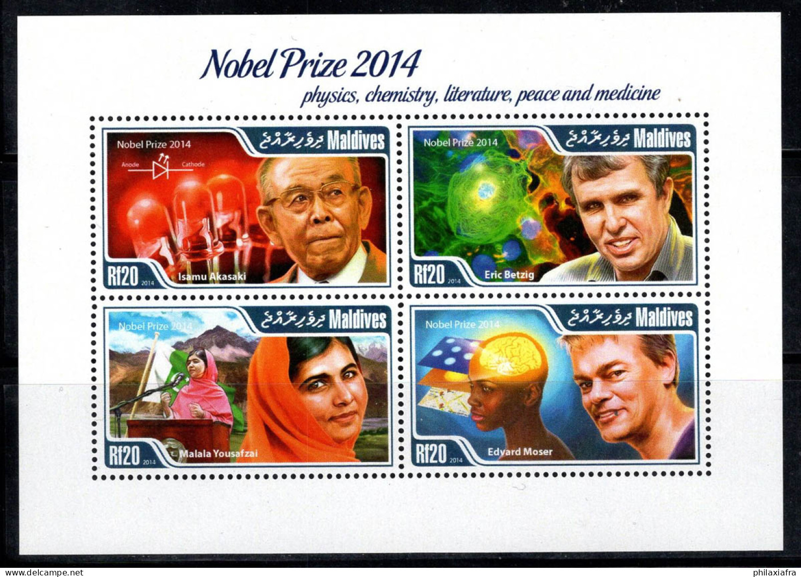 Maldives 2015 Mi. 5559-62 Mini Feuille 100% Neuf ** Lauréats Du Prix Nobel - Maldiven (1965-...)