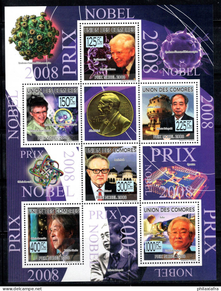 Comores 2009 Mi. 2266-71 Mini Feuille 100% Neuf ** Lauréats Du Prix Nobel - Comores (1975-...)