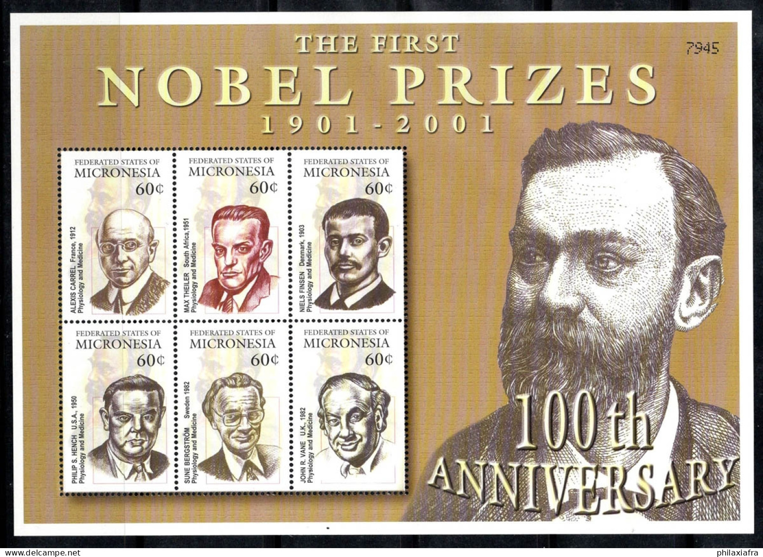 Micronésie 2001 Mi. 1242-47 Mini Feuille 100% Neuf ** Prix Nobel, 60 C... - Micronesië