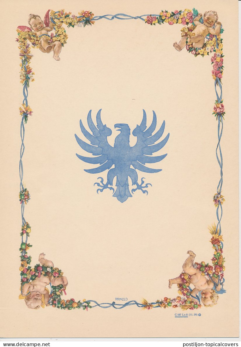 Telegram Germany 1930 - Schmuckblatt Telegramme Fruit Wreath - Angels - Cherubs - Amor - Cupid - Fruits