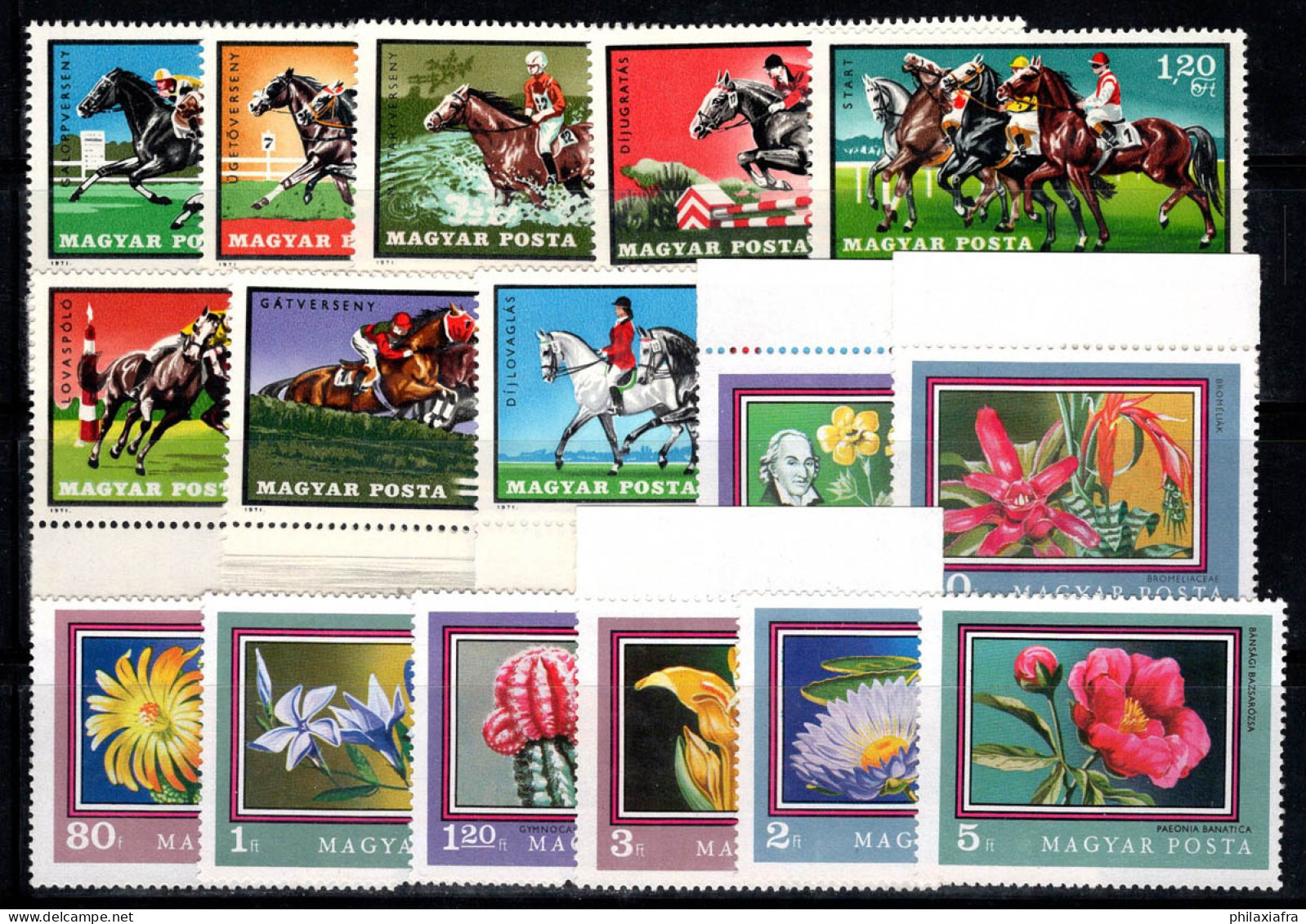 Hongrie 1971 Neuf ** 100% Fleurs Du Jardin Botanique,Sports équestres - Unused Stamps