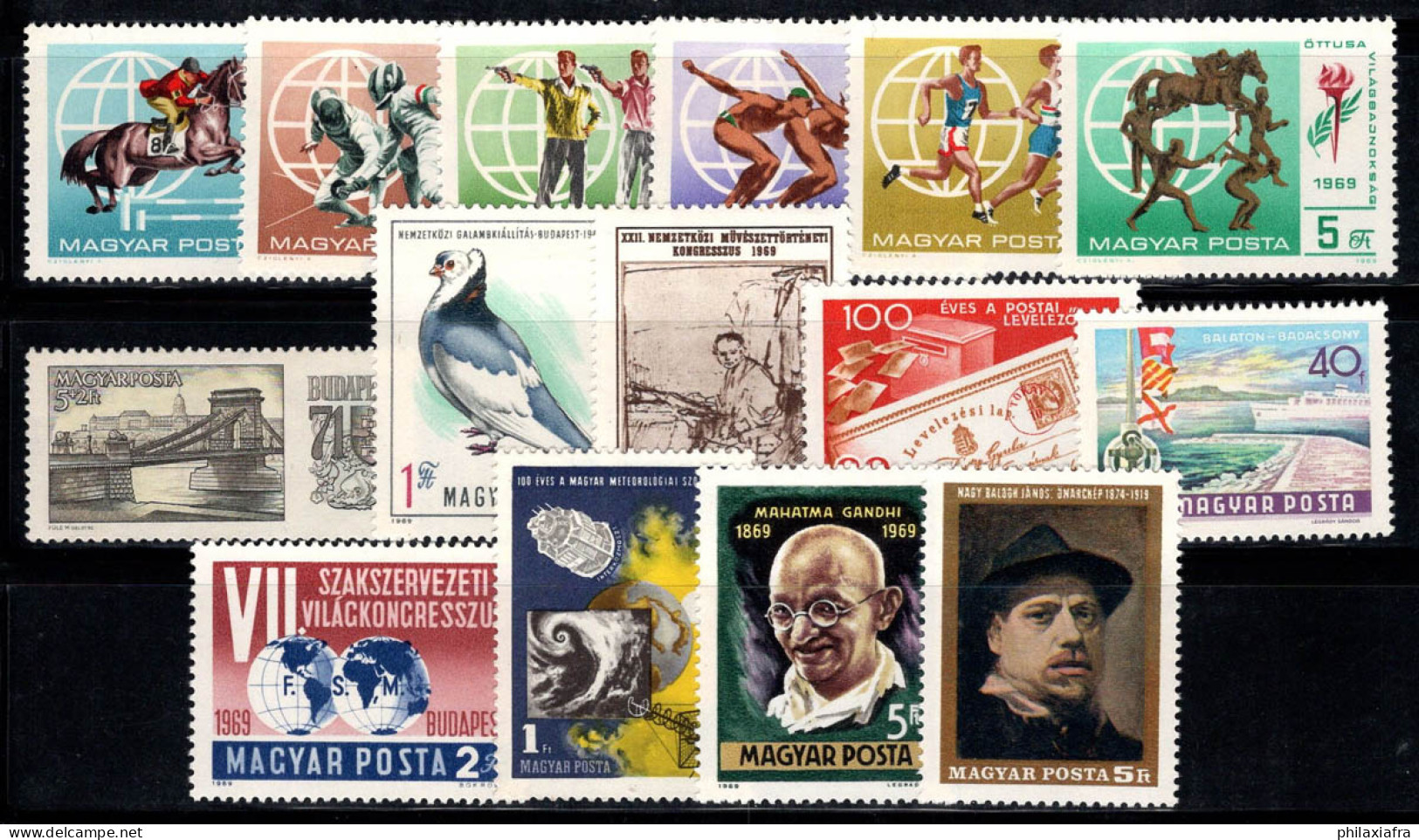 Hongrie 1969-70 Neuf ** 100% Pentathlon, Météorologie, Gandhi, Lac Balaton... - Unused Stamps