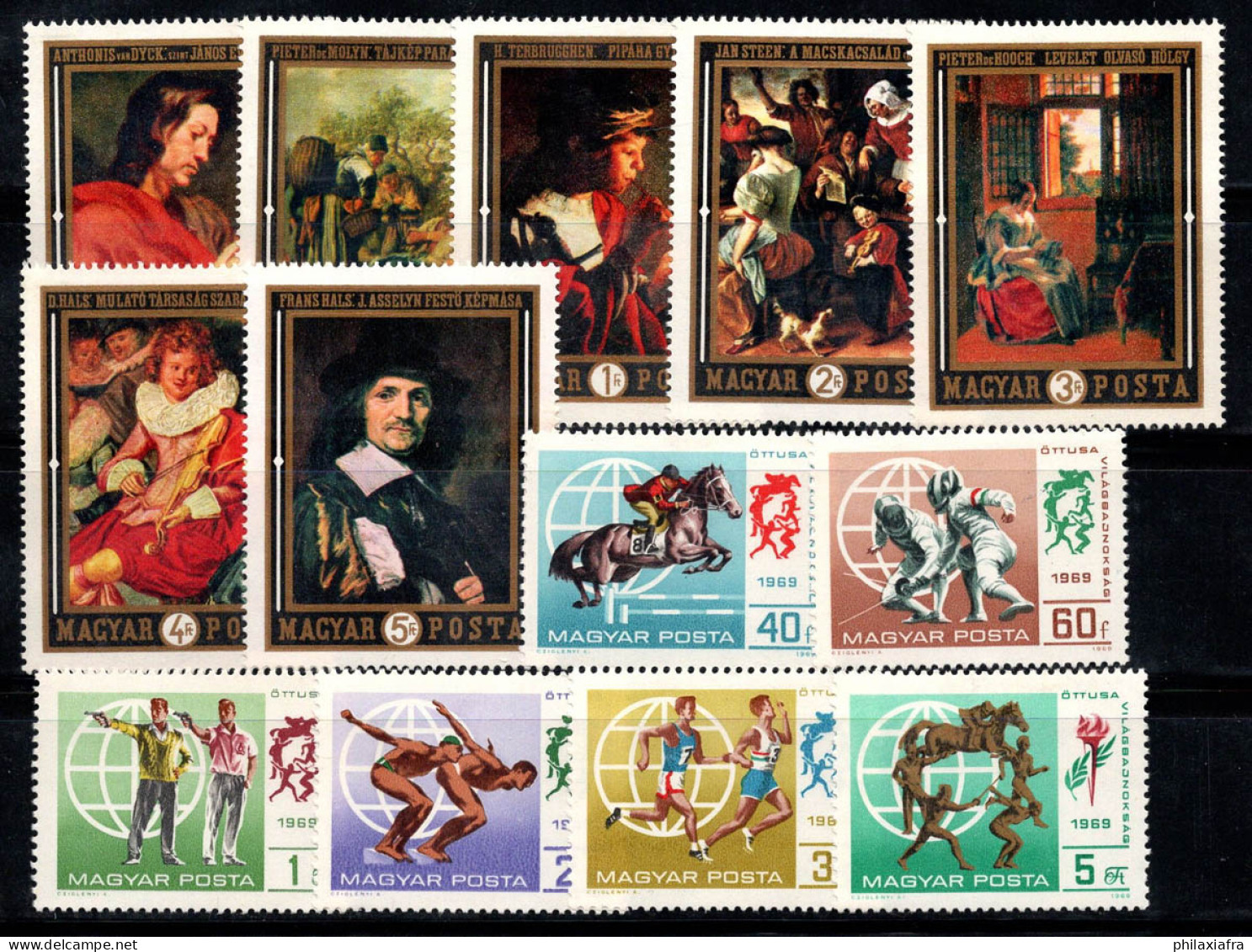 Hongrie 1969-70 Neuf ** 100% Pentathlon, Peintures De Maîtres Hollandais - Unused Stamps