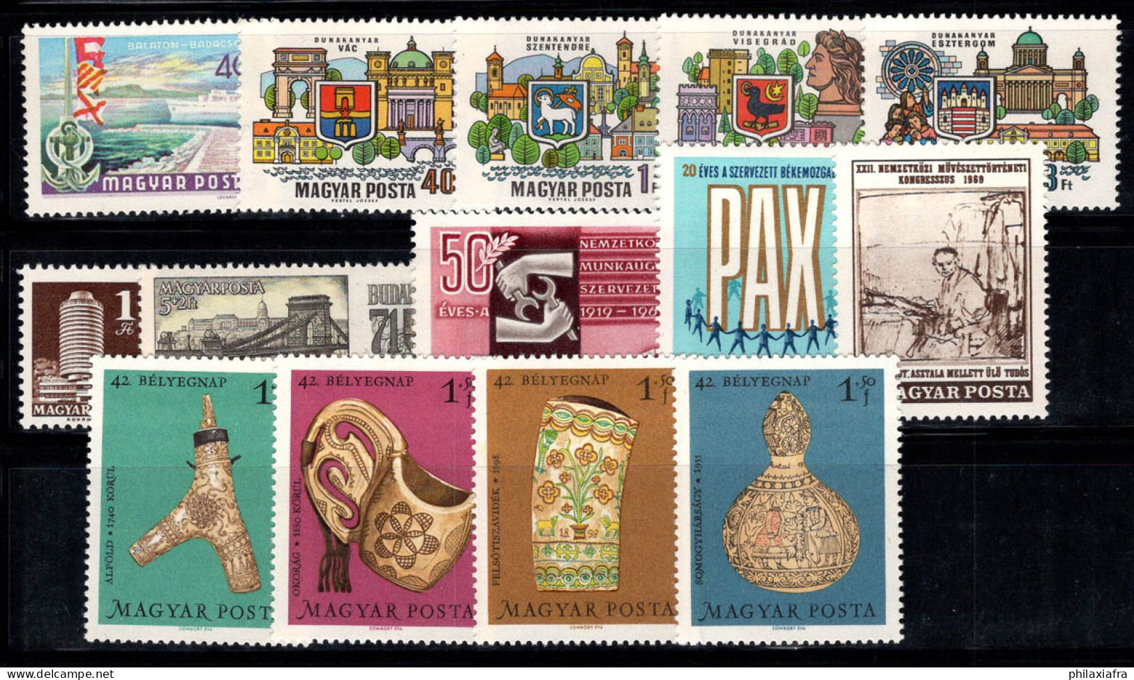Hongrie 1969 Neuf ** 100% Boiseries, PAX, Ville Du Danube, Pont... - Unused Stamps