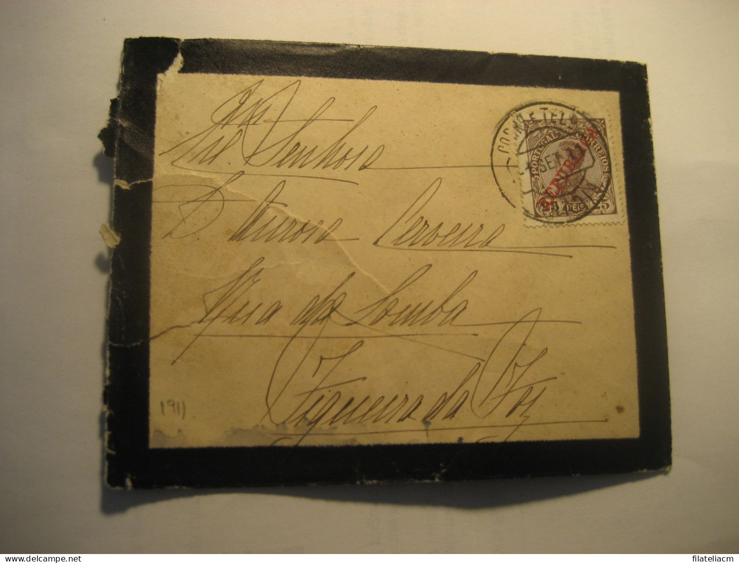 ANADIA 1911 To Figueira Da Foz Cancel Duel Condolence Slight Damaged Cover PORTUGAL - Cartas & Documentos