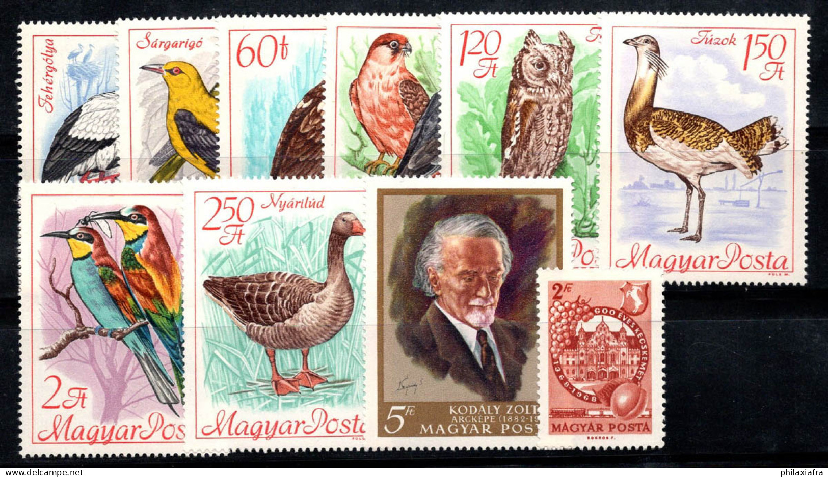 Hongrie 1968 Neuf ** 100% Ornithologie,Hôtel De Ville,Z.Kodàly Compositeur - Unused Stamps