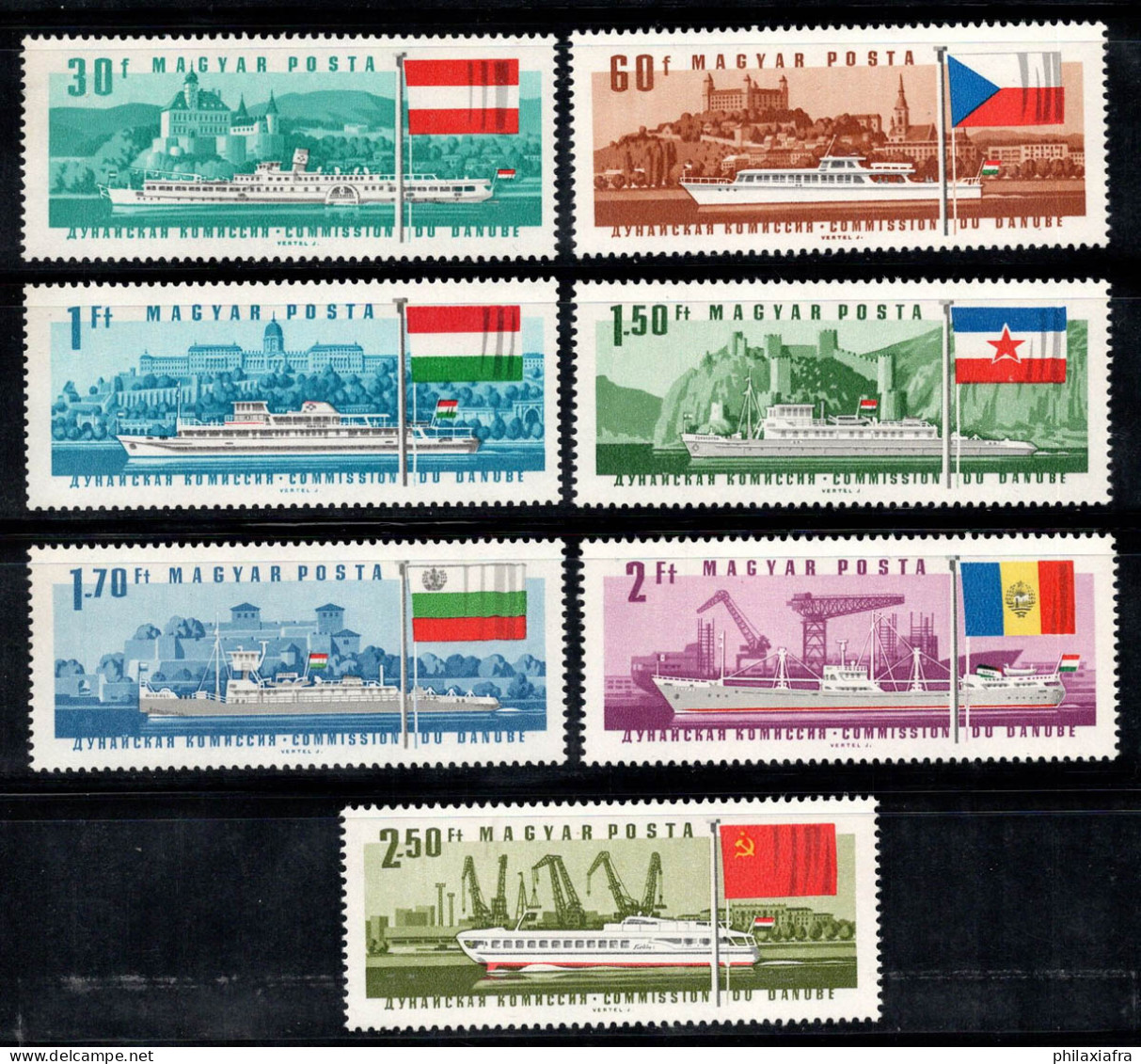 Hongrie 1967 Mi. 2323-29 A Neuf ** 100% Bateaux Sur Le Danube, 30 F, 60 F... - Unused Stamps