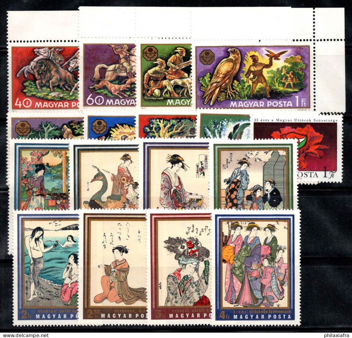 Hongrie 1971 Mi. 2664-80 A Neuf ** 100% La Chasse, Oeillet, Estampes Japonaises - Unused Stamps
