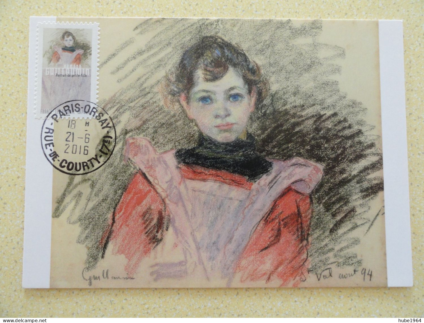 CARTE MAXIMUM CARD PORTRAIT DE PETITE FILLE PAR ARMAND GUILLAUMIN OBL ORD PARIS ORSAY FRANCE - Impresionismo
