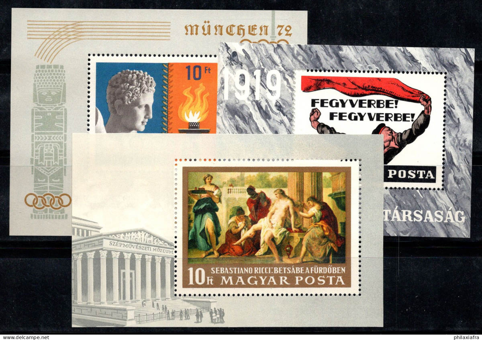 Hongrie 1968-69 Mi. Bl.67,69-70 A Bloc Feuillet 100% Neuf ** Peinture,Hermès,Révolutionnaire - Blocks & Sheetlets