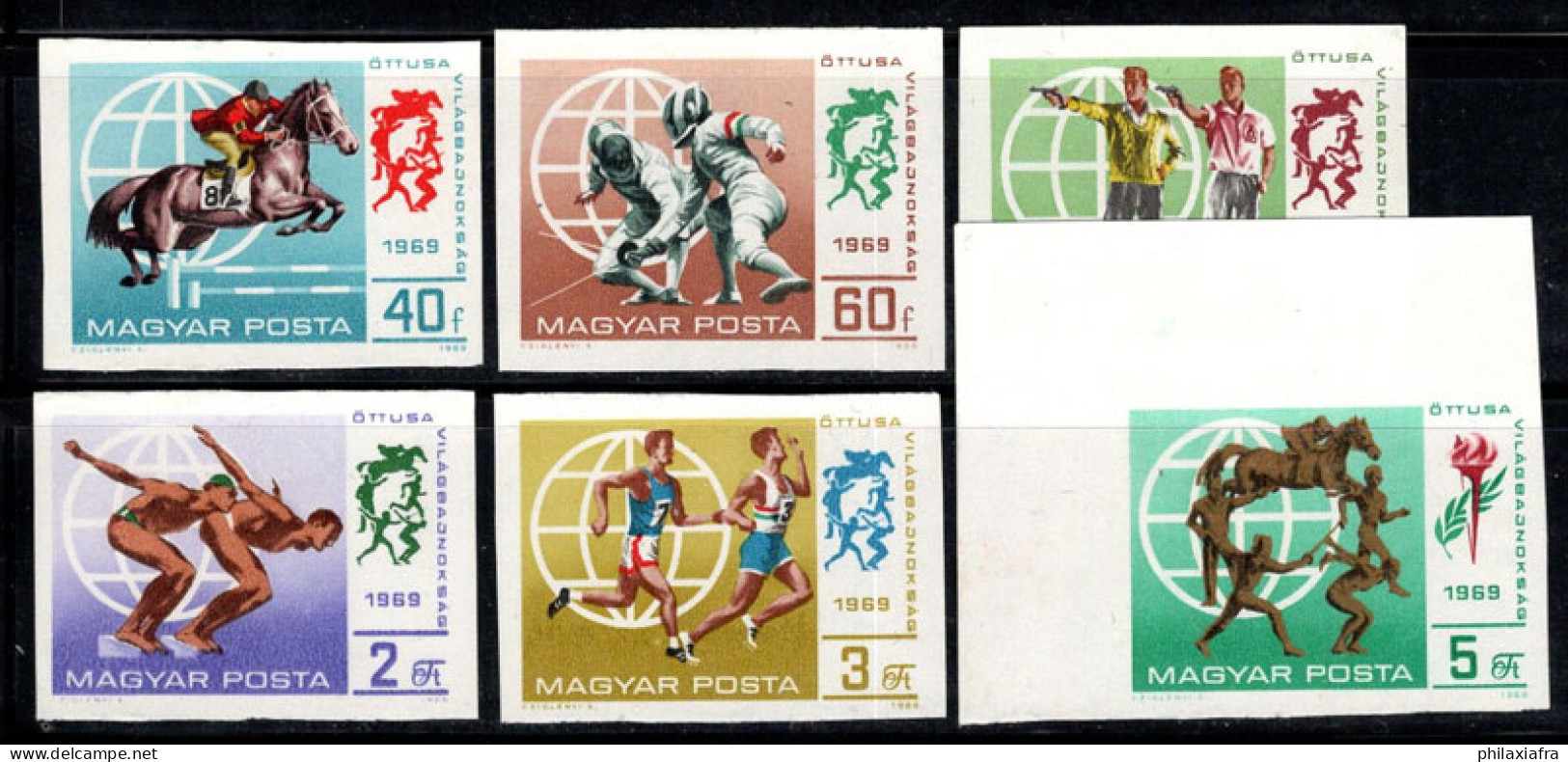 Hongrie 1969 Mi. 2537-42 B Neuf ** 100% Pentathlon Moderne, 40 F, 60 F... - Unused Stamps