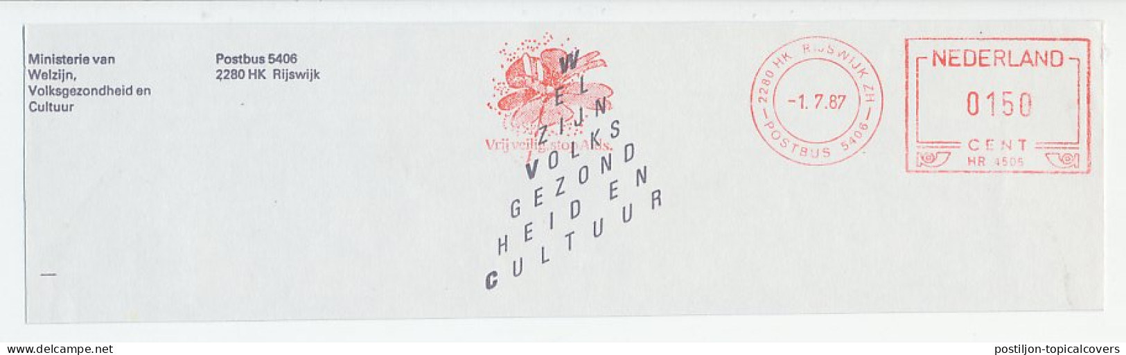Meter Top Cut Netherlands 1987 Safe Sex - Stop Aids - Bee - Flower - Andere & Zonder Classificatie