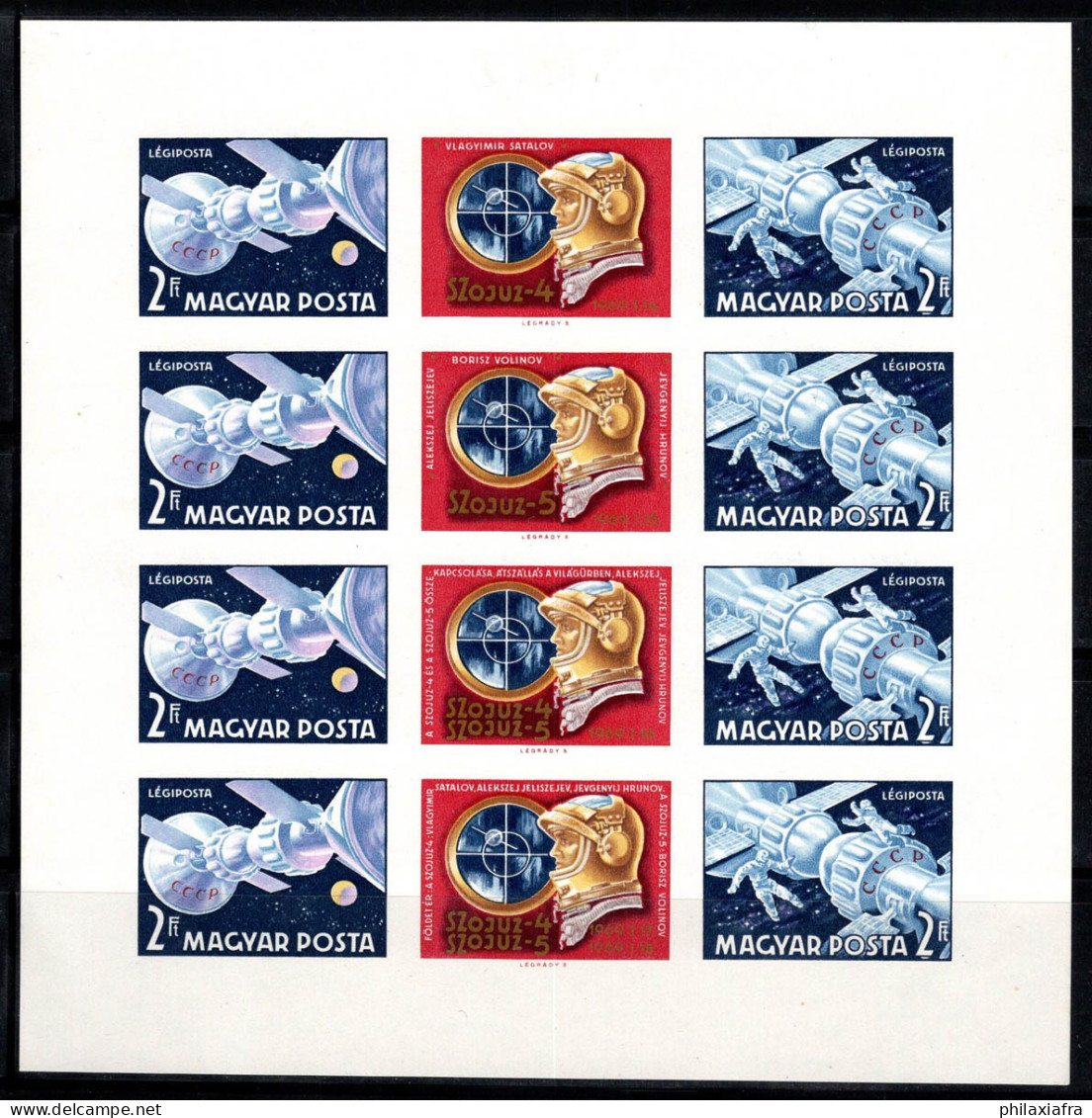 Hongrie 1969 Mi. 2492-93 B Mini Feuille 100% Poste Aérienne Neuf ** Soyouz 4-5 - Blocks & Sheetlets