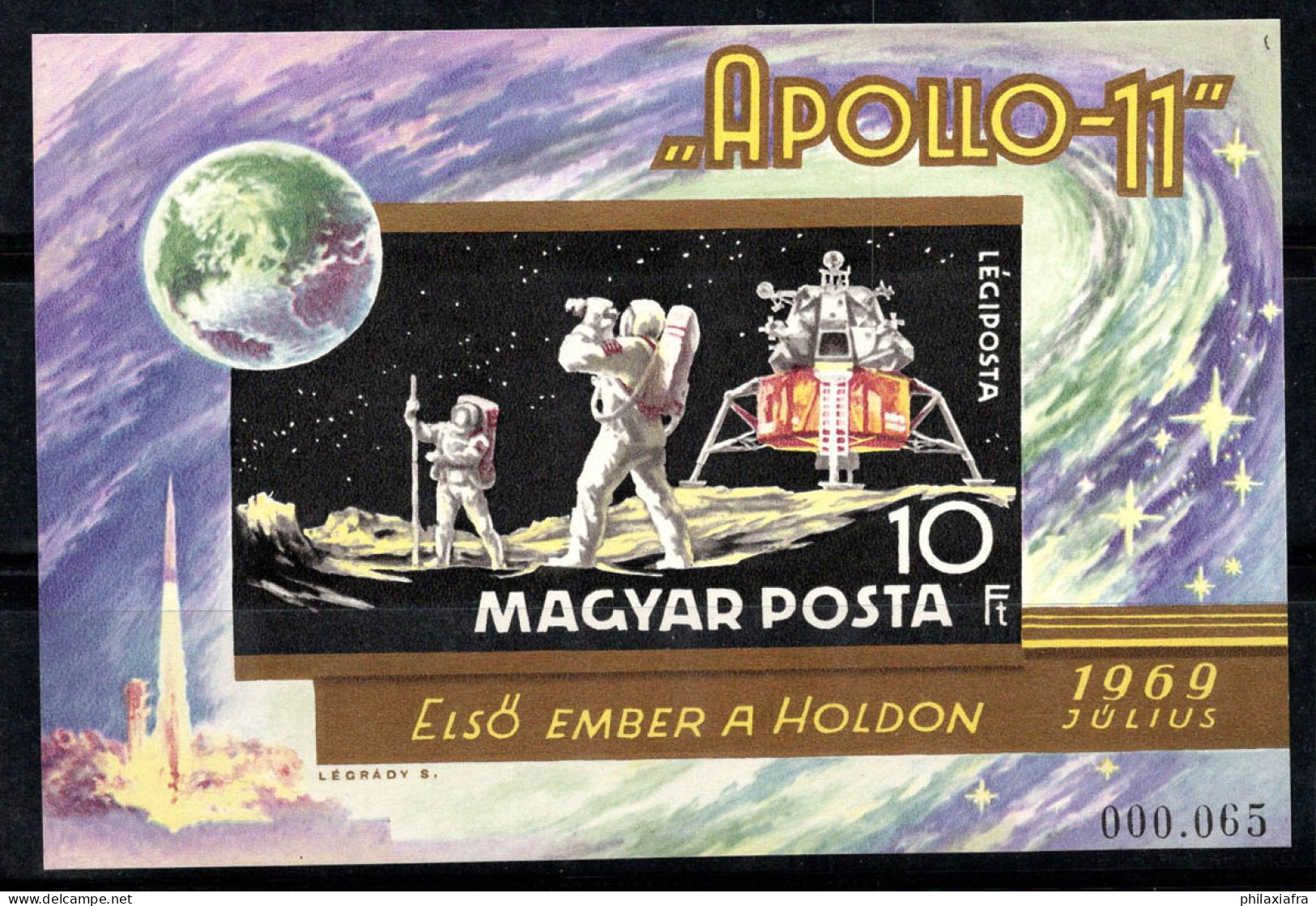 Hongrie 1969 Mi. Bl.72 B Bloc Feuillet 100% Poste Aérienne Neuf ** 10 Pieds, Apollo 11 - Hojas Bloque