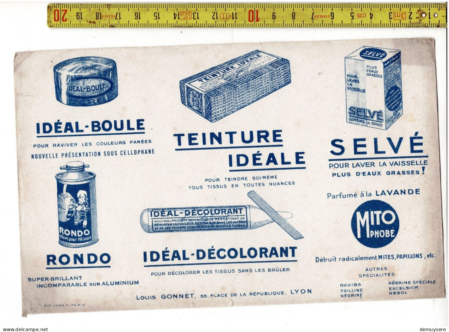 SOLDE 2007 - IDEAL BOULE - TEINTURE IDEALE - SELVE - RONDO - IDEAL DECOLORANT - MITO PHOBE - LYON - Werbung