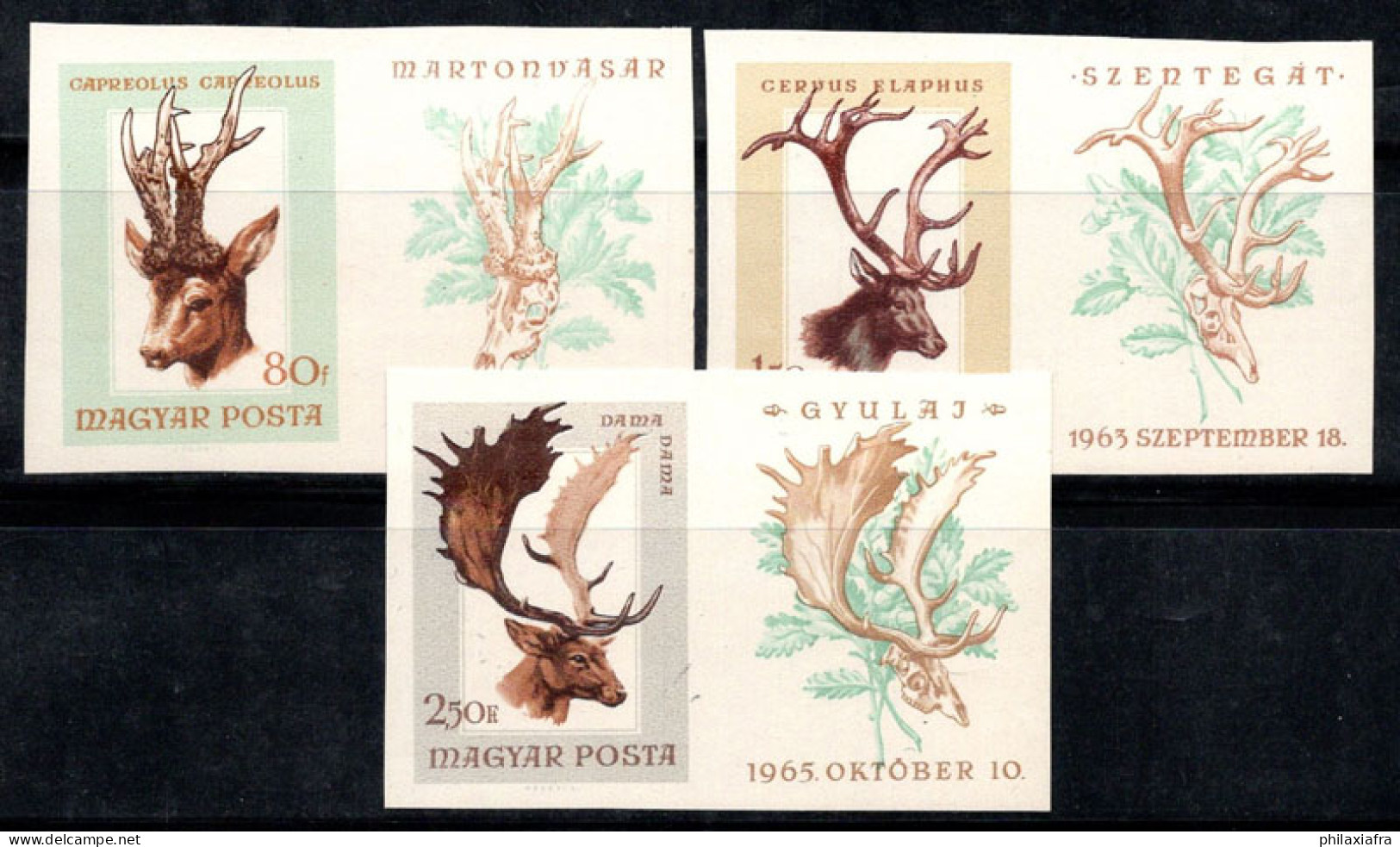 Hongrie 1966 Mi. 2258-60 B Zf Neuf * MH 100% Trophées De Chasse, 80 F, 1.50 Ft... - Unused Stamps