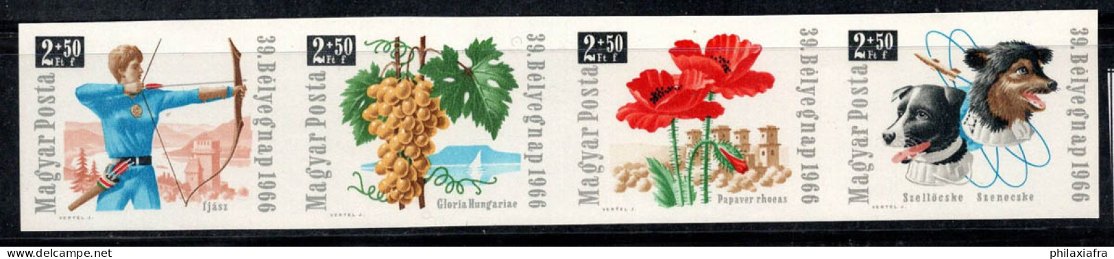 Hongrie 1966 Mi. 2271-74 B Neuf ** 100% Journée Du Timbre, Archer, Raisins.. - Unused Stamps