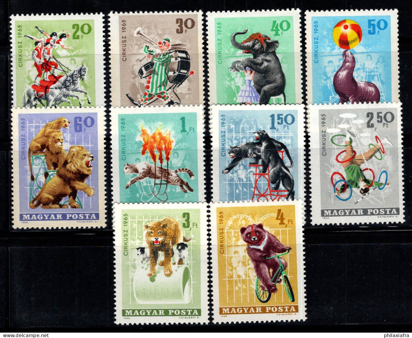 Hongrie 1965 Mi. 2141-50 A Neuf ** 100% Cirque, équitation, Clown Musical... - Neufs