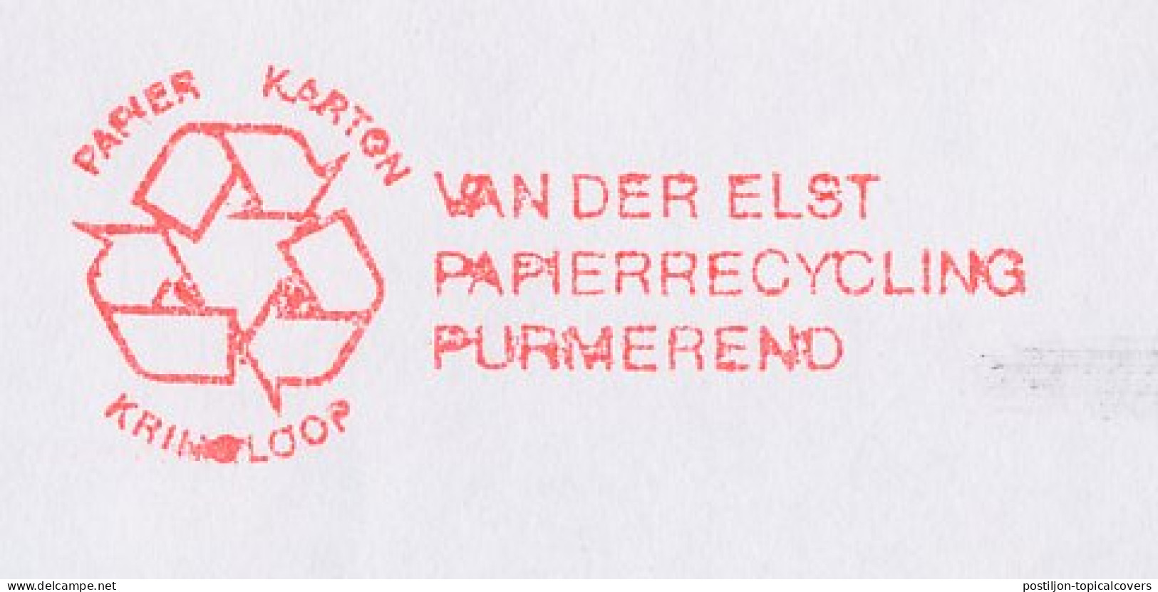 Meter Cover Netherlands 1999 Recycle Paper Cardboard - Purmerend - Protezione Dell'Ambiente & Clima