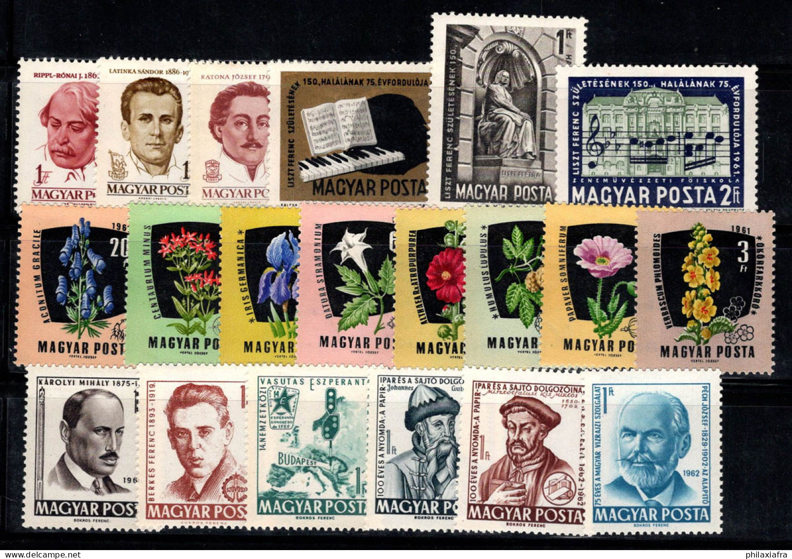 Hongrie 1961-62 Neuf ** 80% Personnalité,Plantes Médicinales,F.Liszt - Unused Stamps