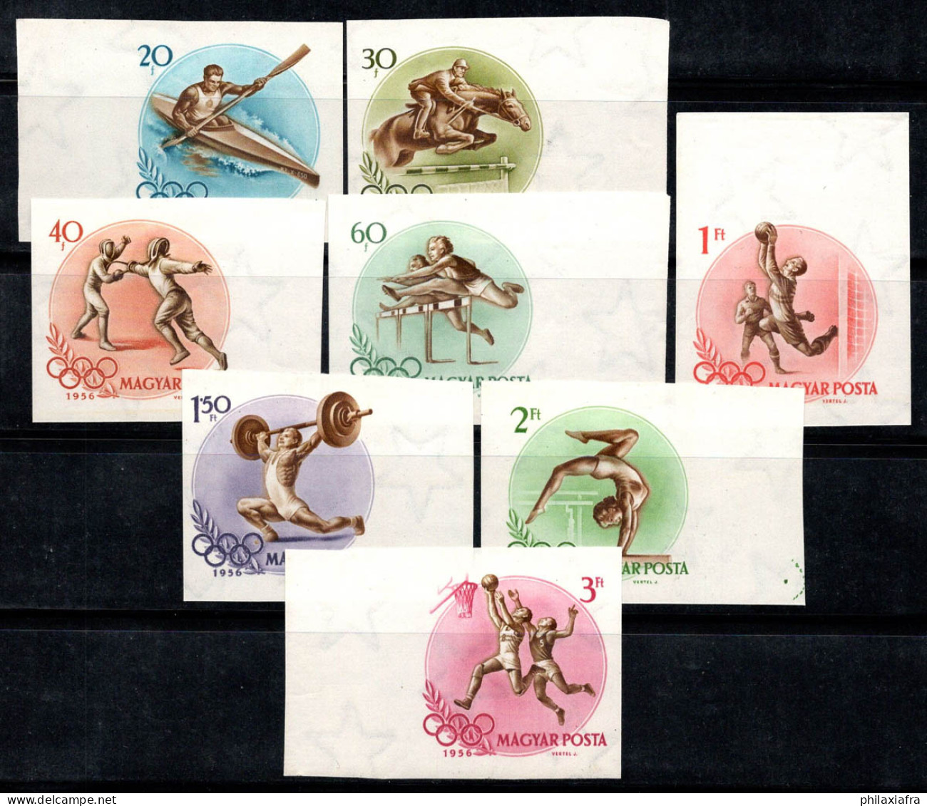Hongrie 1956 Mi. 1472-79B Neuf ** 60% Non Dentelé Jeux Olympiques, Melbourne - Unused Stamps