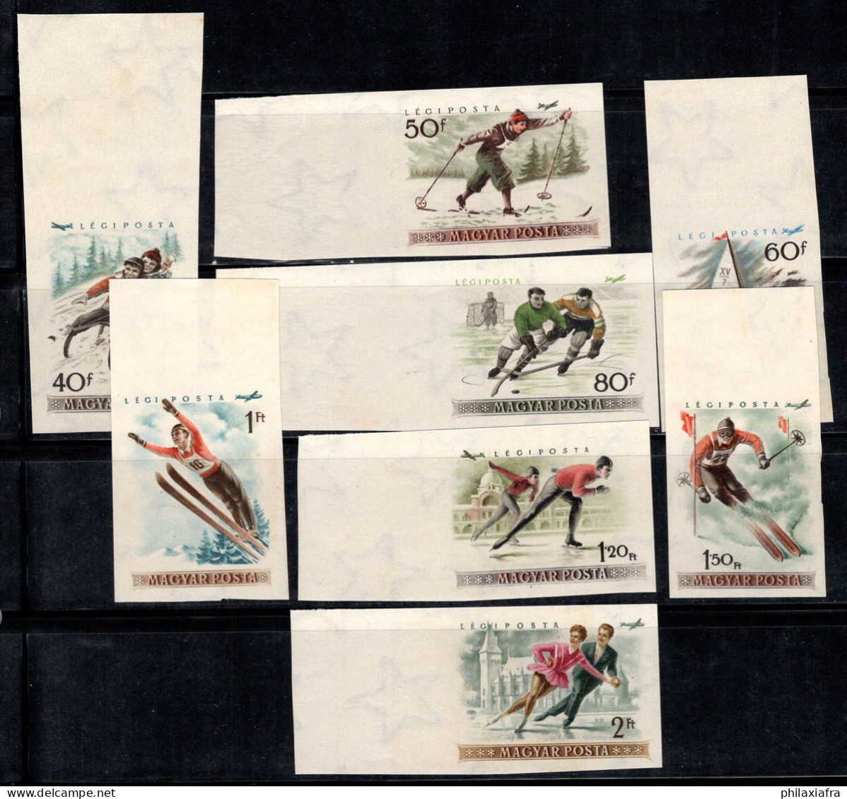 Hongrie 1955 Mi. 1409-16B Neuf ** 80% Poste Aérienne Non Dentelé Sports D'hiver - Unused Stamps