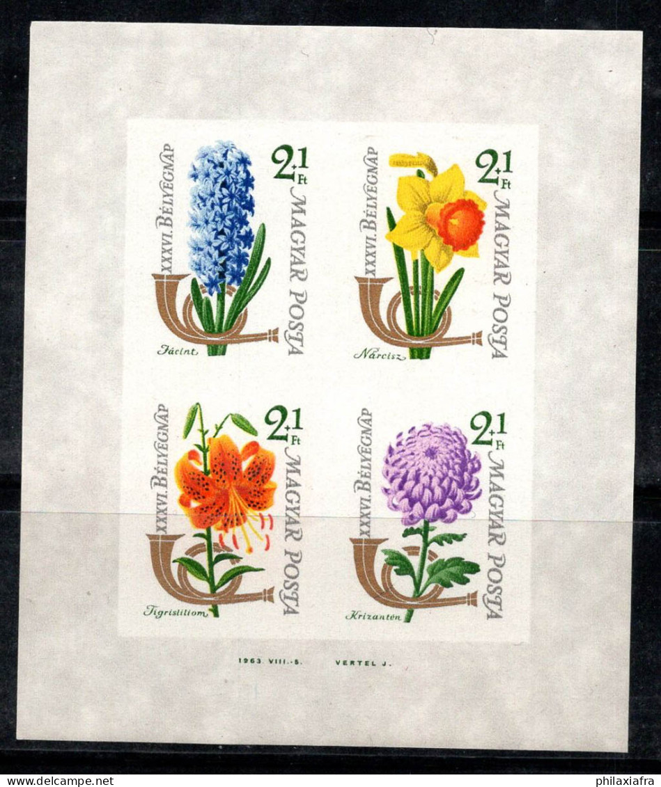 Hongrie 1963 Mi. Bl.39 B Bloc Feuillet 100% Neuf ** Fleurs, Narcisse, Lys... - Blocks & Sheetlets