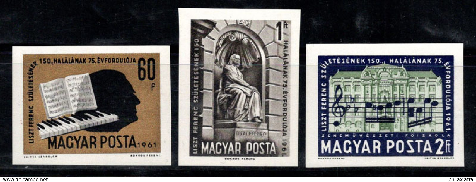 Hongrie 1961 Mi. 1793-95 B Neuf ** 80% Franz Liszt, Compositeur - Unused Stamps