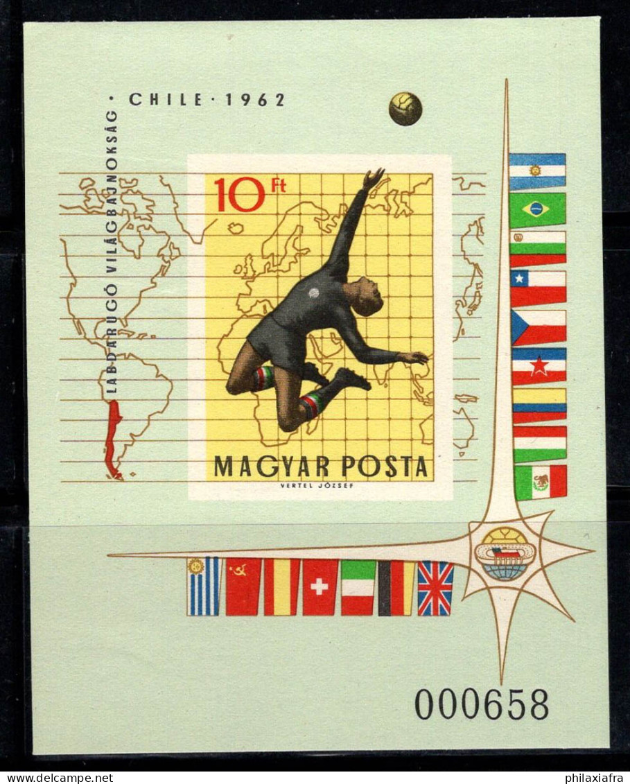 Hongrie 1962 Mi. Bl.34 B Bloc Feuillet 100% Neuf ** 10 Ft,Football,Drapeaux - Blocks & Sheetlets