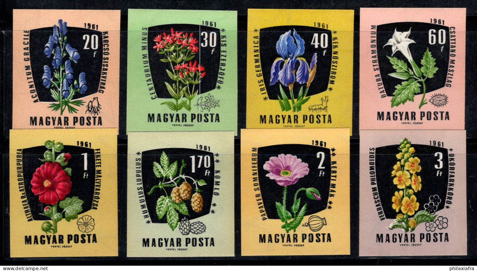 Hongrie 1961 Mi. 1799-1806 B Neuf ** 80% Plantes Médicinales, 20 F, 30 F... - Unused Stamps