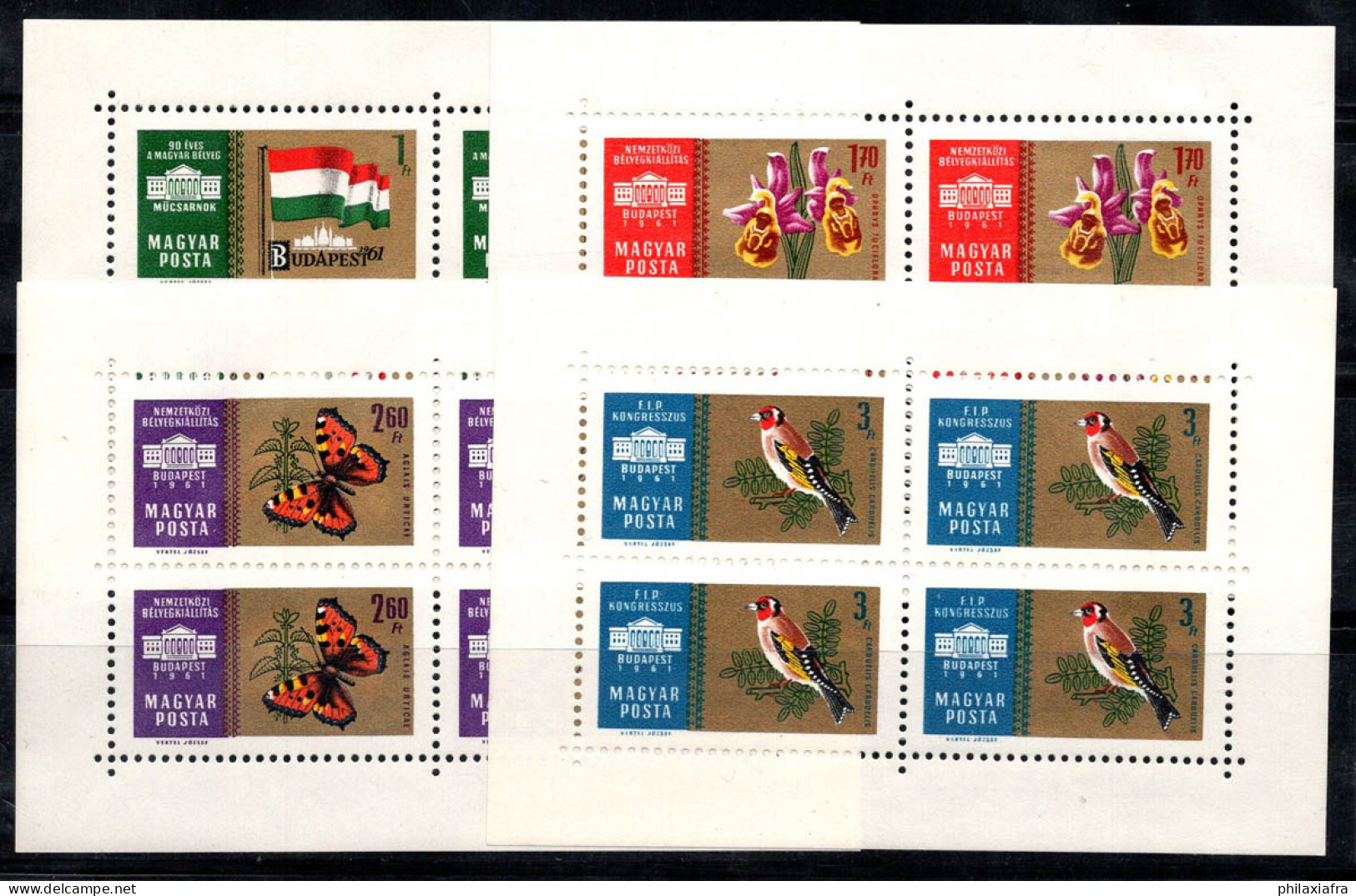 Hongrie 1961 Mi. 1783-86 A Mini Feuille 100% Neuf ** Exposition De Philatélie, Fonds D'or - Blocks & Sheetlets