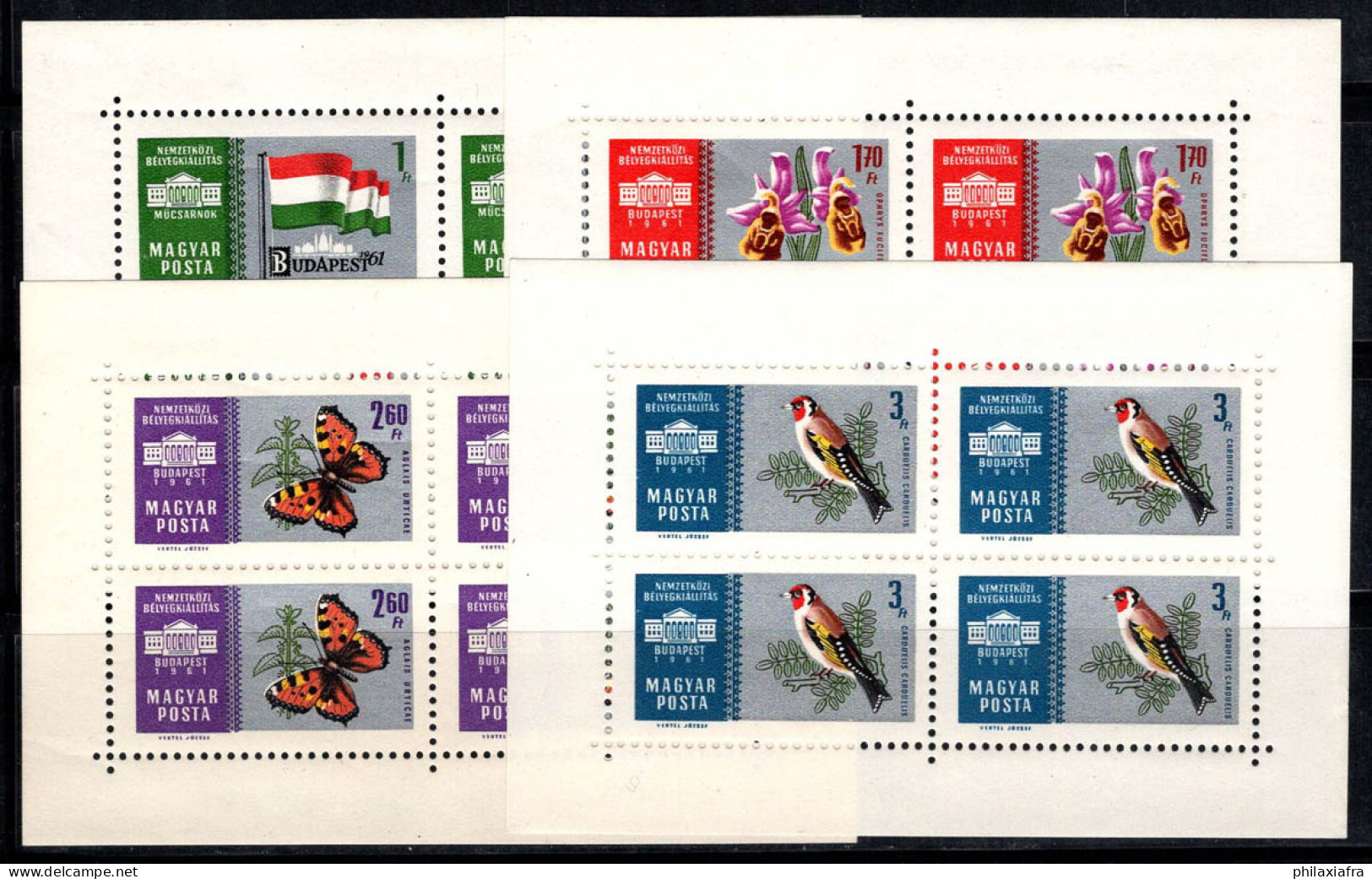 Hongrie 1961 Mi. 1765-68 A Mini Feuille 100% Neuf ** Exposition De Philatélie, Budapest - Blocks & Sheetlets
