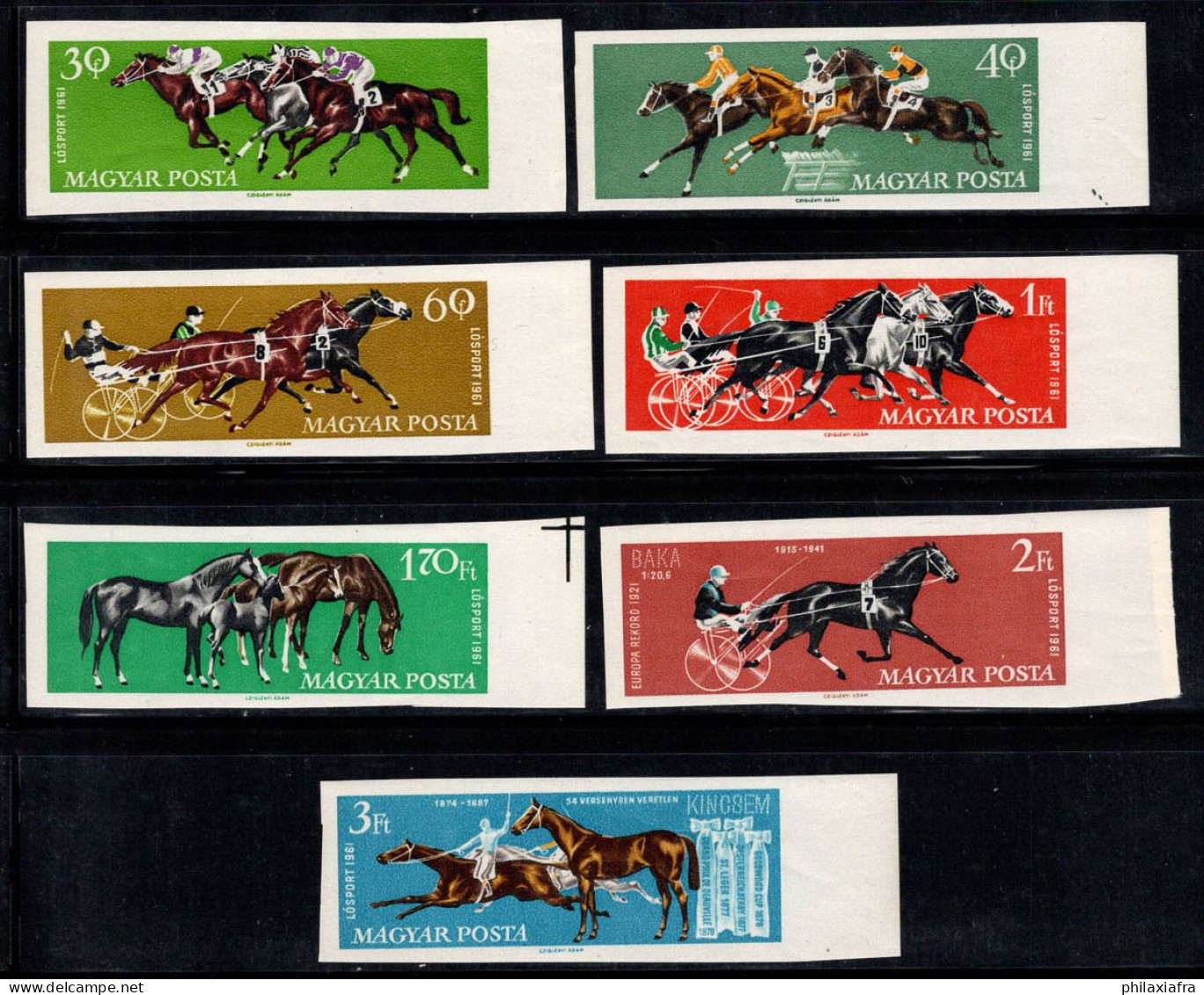Hongrie 1961 Mi. 1776-82 B Neuf ** 80% Sports équestres, Trotteur... - Unused Stamps