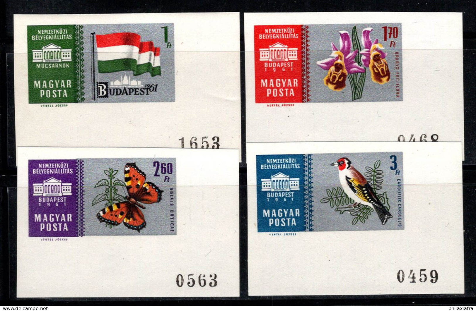 Hongrie 1961 Mi. 1765-68 B Neuf ** 80% Exposition De Philatélie, Drapeau, Papillon.. - Neufs