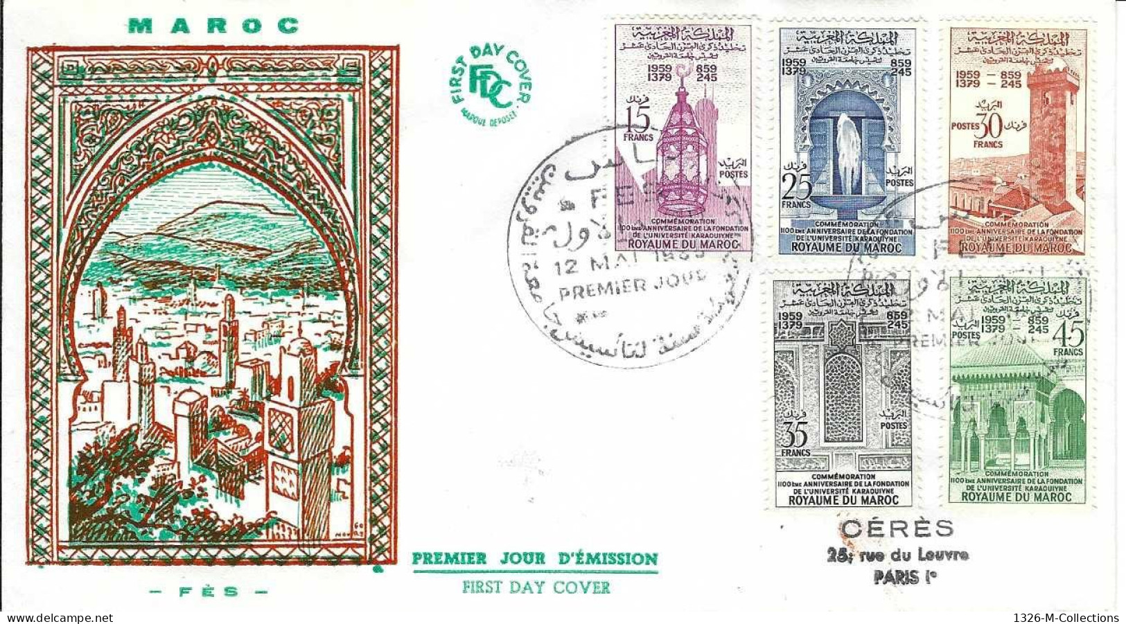 Envellope MAROC 1e Jour N° 405 A 409 Y & T - Maroc (1956-...)