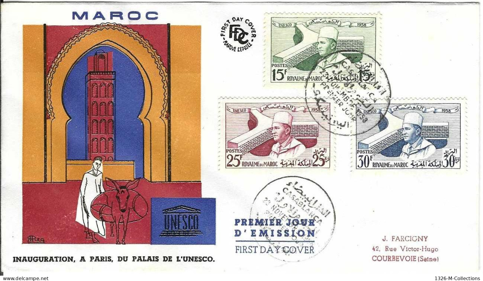 Envellope MAROC 1e Jour N° 386 A 388 Y & T - Marokko (1956-...)