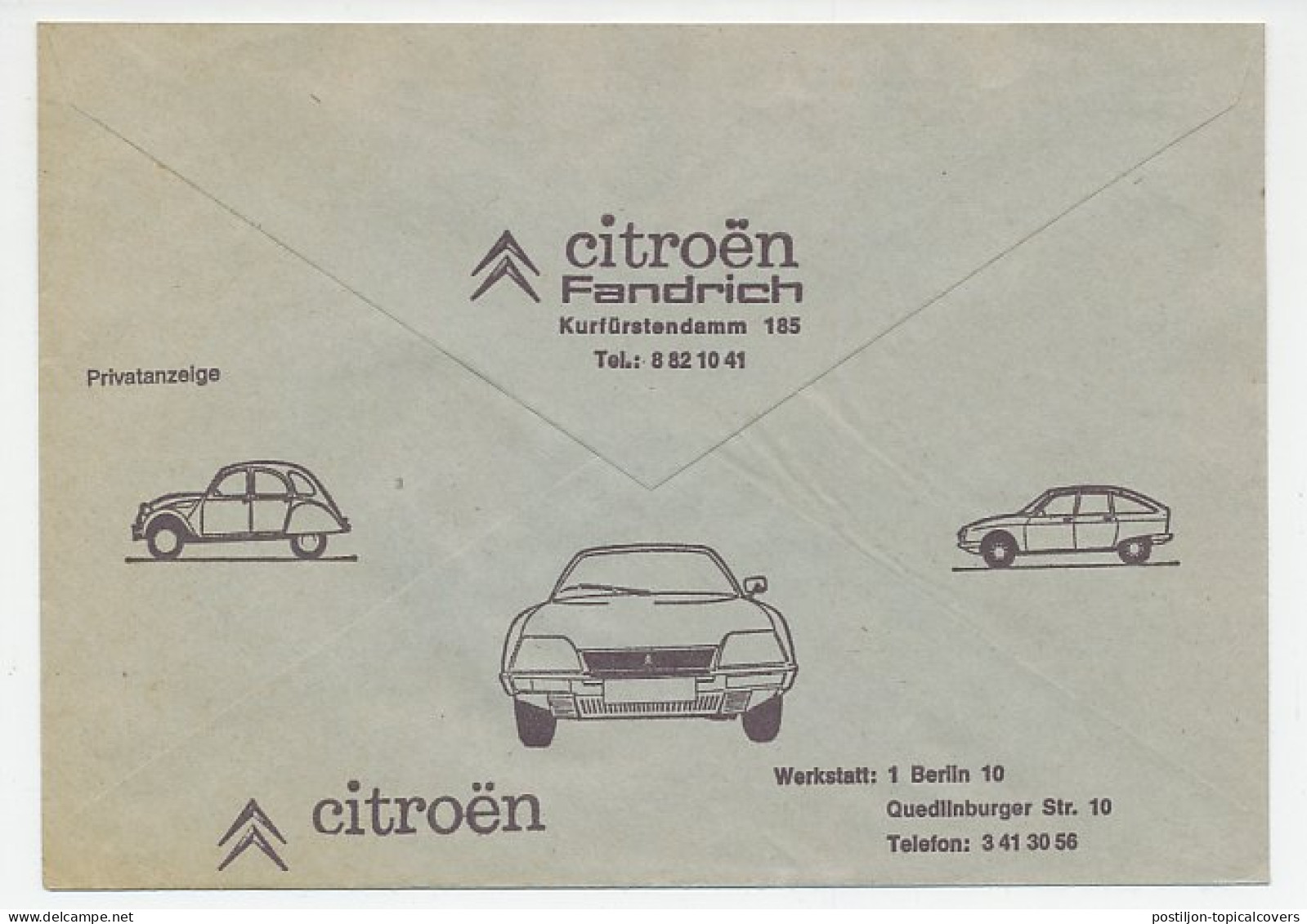 Postal Cheque Cover Germany ( 1975 ) Car - Citroën - 2CV - Coches