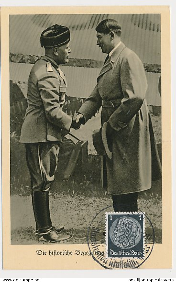 Postcard / Postmark Deutsches Reich / Germany 1938 Adolf Hitler - Mussolini - WW2