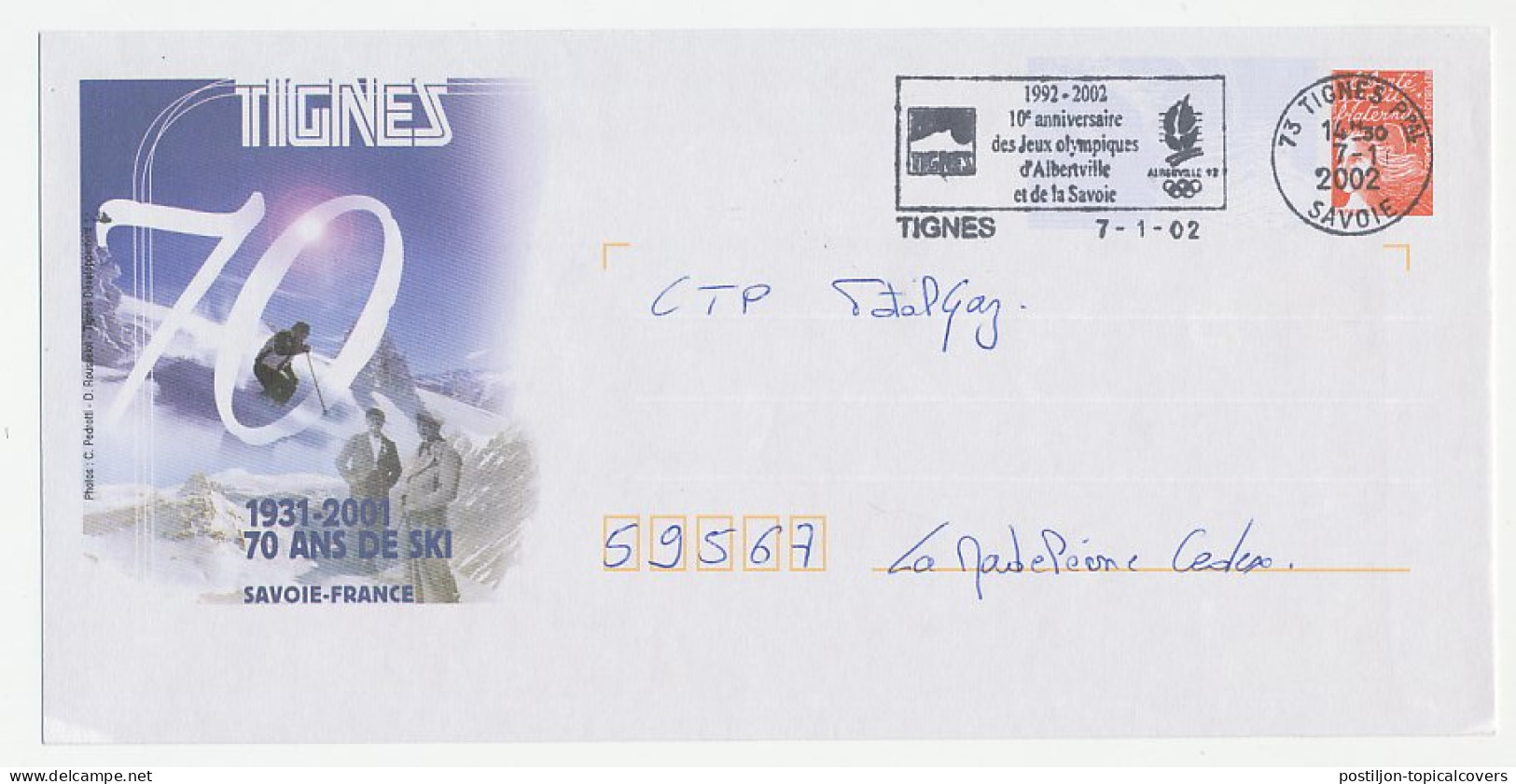 Postal Stationery / PAP France 2002 70 Years Of Skiing - Invierno