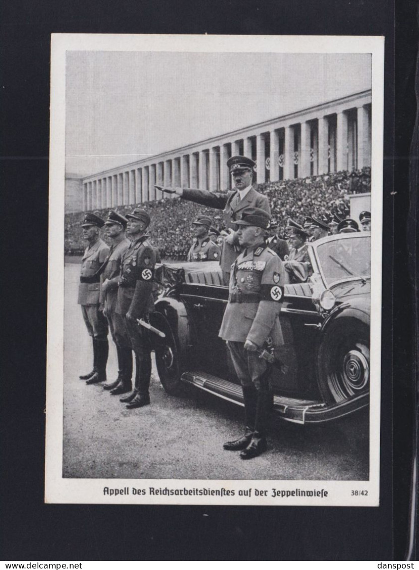 Dt. Reich AK Hitler RAD Appell Zeppelinwiese - Personnages Historiques