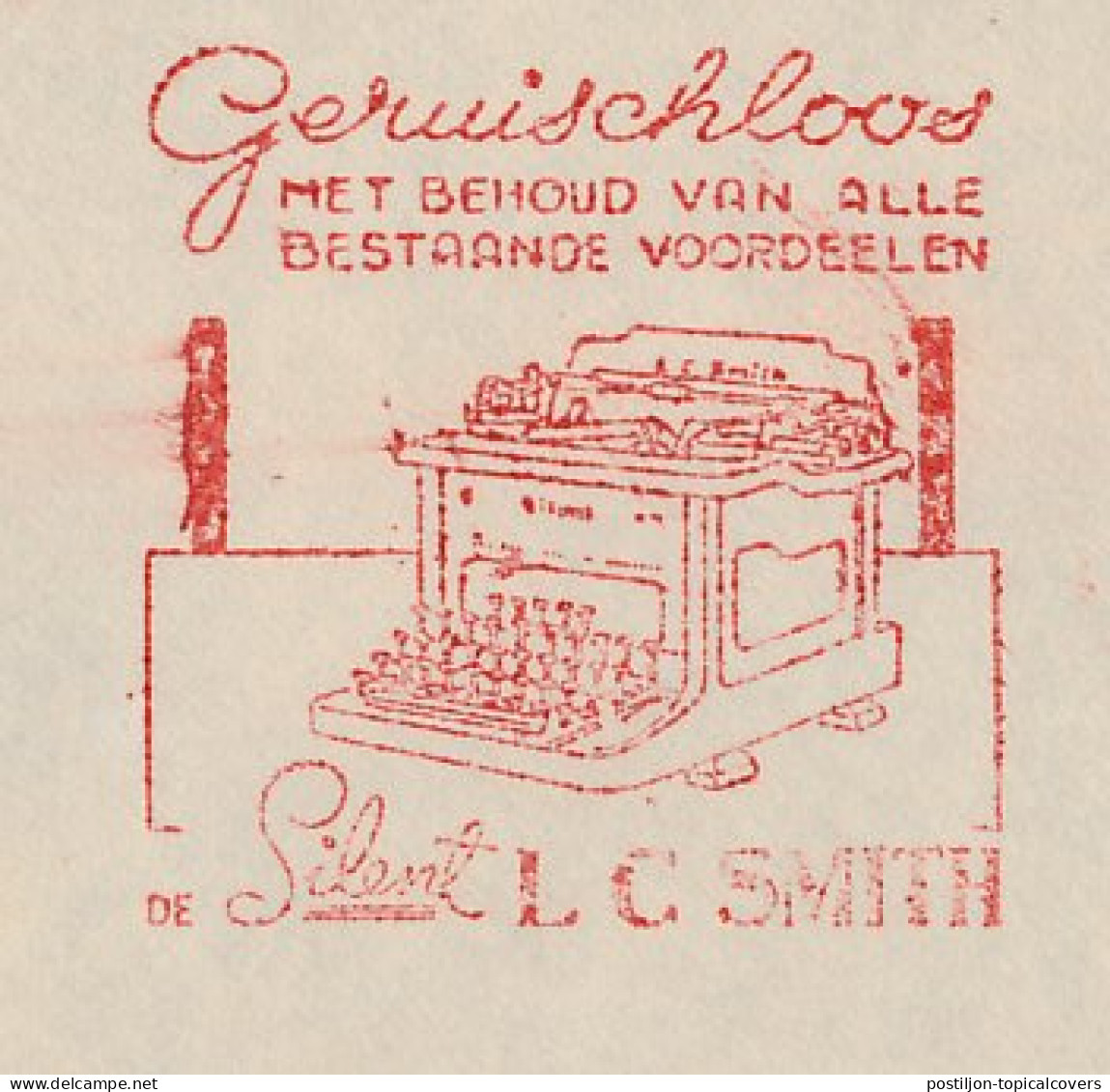 Meter Cover Netherlands 1935 Typewriter - The Silent - L C Smith - Groningen - Sin Clasificación