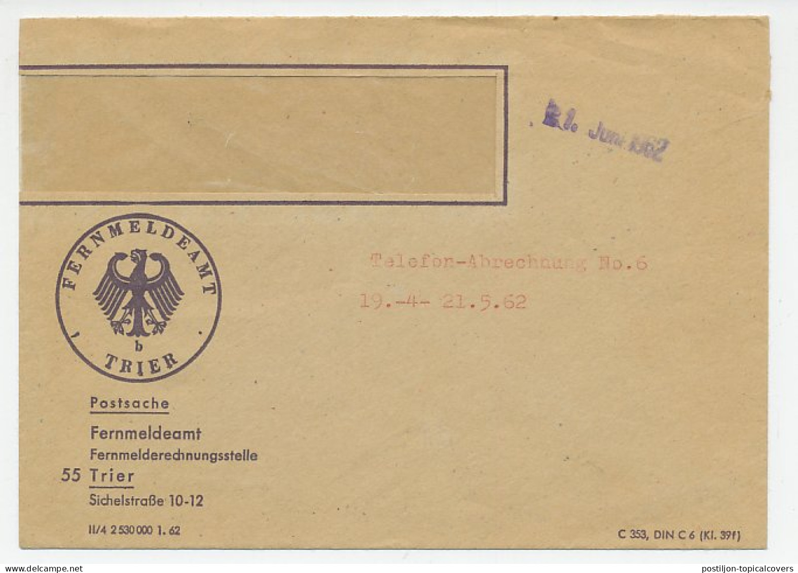 Postal Cheque Cover Germany1962 Garage - Vehicle Construction - Brake Service - Auto's