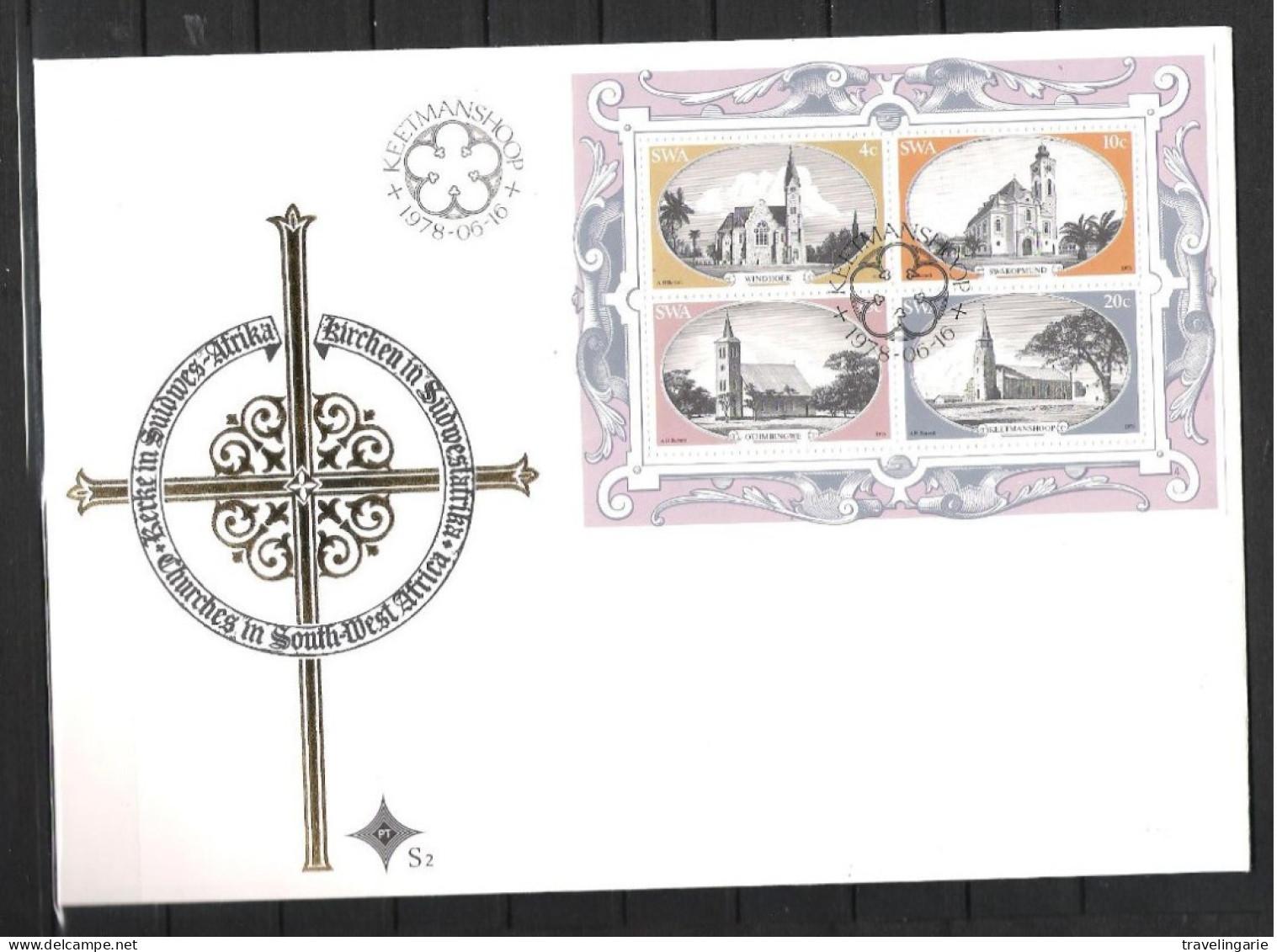 South West Africa 1978 Historical Churches S/S FDC Nr. S2 Keetmanshoop Cancel - Churches & Cathedrals