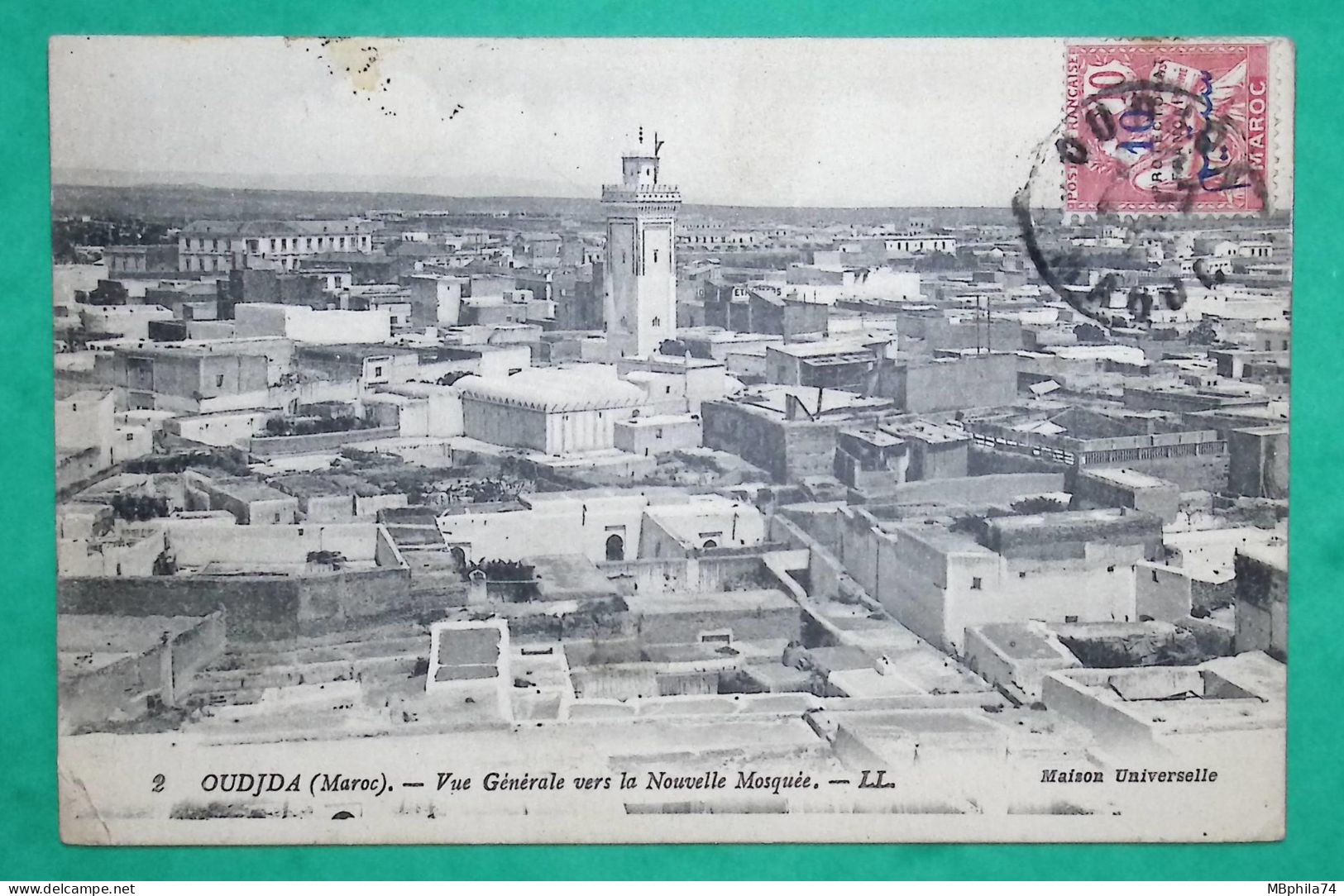 10C REPIQUE MOUCHON MAROC CARTE POSTALE OUDJA POUR LYON RHONE 1923 LETTRE COVER FRANCE - Briefe U. Dokumente