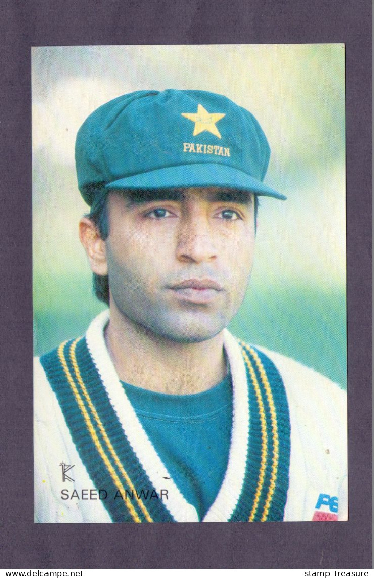 Saeed Anwer (Pakistani Cricketer) Vintage Pakistani  PostCard (Karam) (THIN PAPER) - Críquet