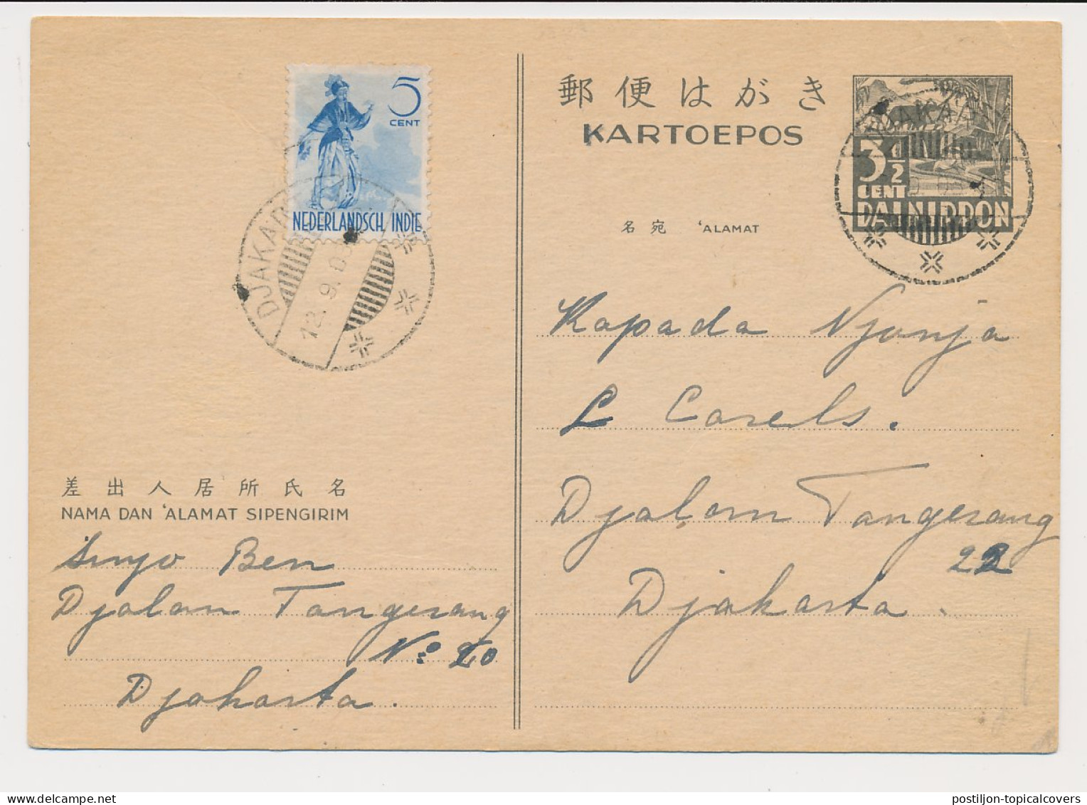 Censored Card - From And To Camp Djakarta Netherlands Indies2603 - Indes Néerlandaises