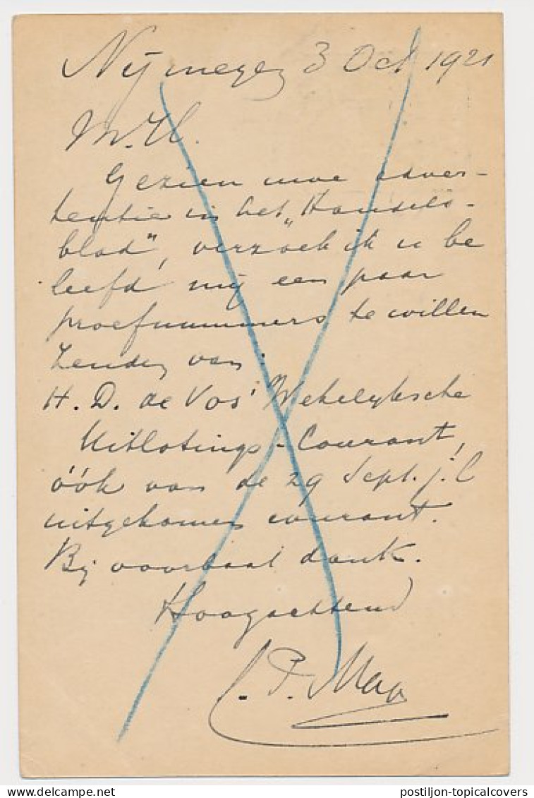 Briefkaart G. 176 A I Nijmegen - Amsterdam 1921 - Ganzsachen