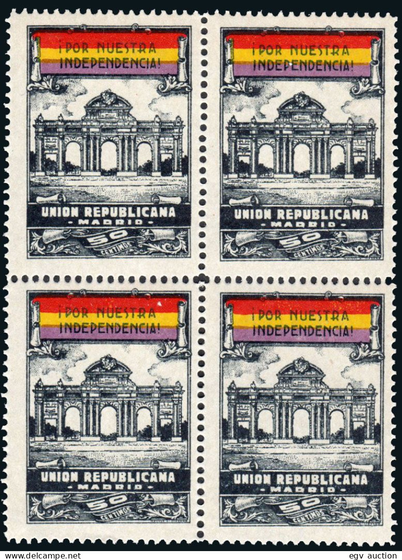 Madrid - Guerra Civil - Em. Local Republicano - Allepuz ** 16 Bl. 4- "50 Cts. Por Nuestra Independencia - Unión.." - Emissions Nationalistes