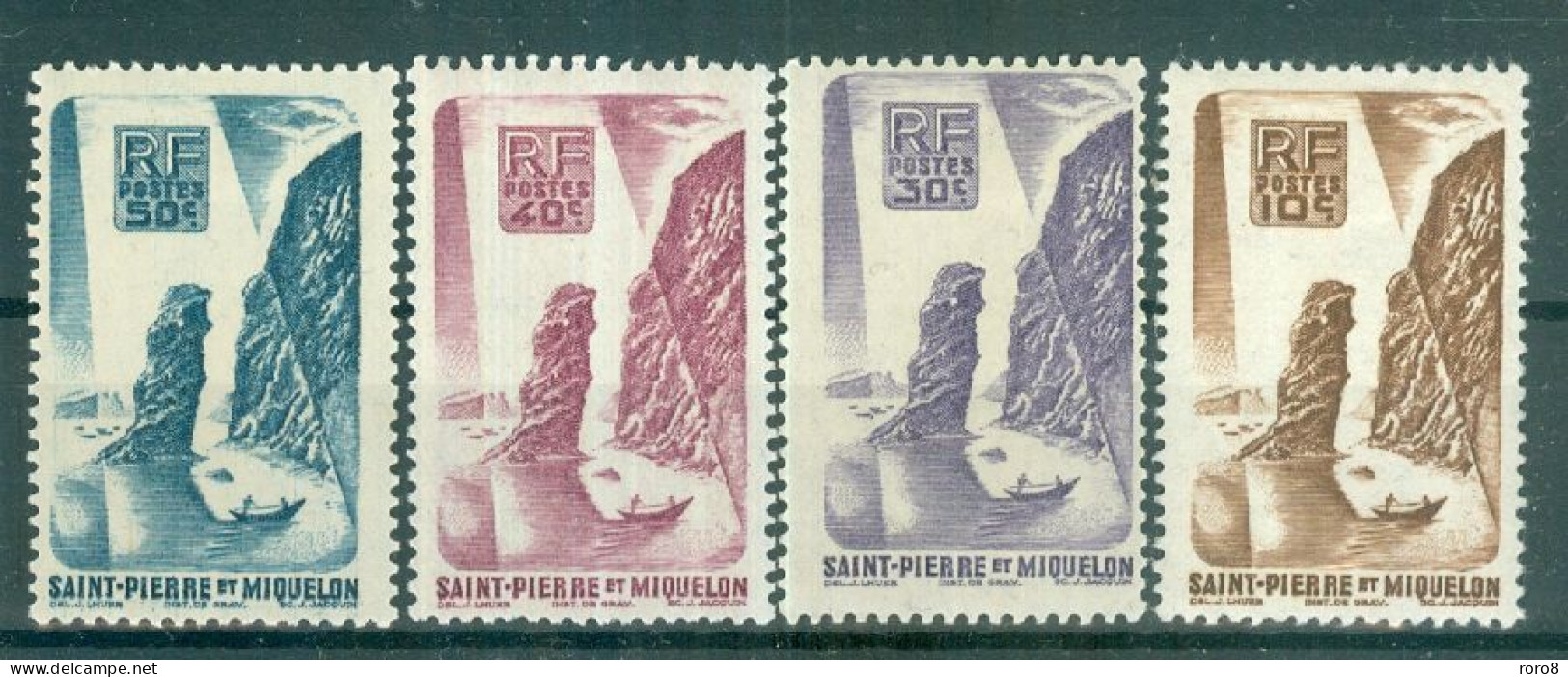 ST-PIERRE-ET-MIQUELON - N°325* à 328* MH Trace De Charnière SCAN DU VERSO. Série Courante. - Unused Stamps